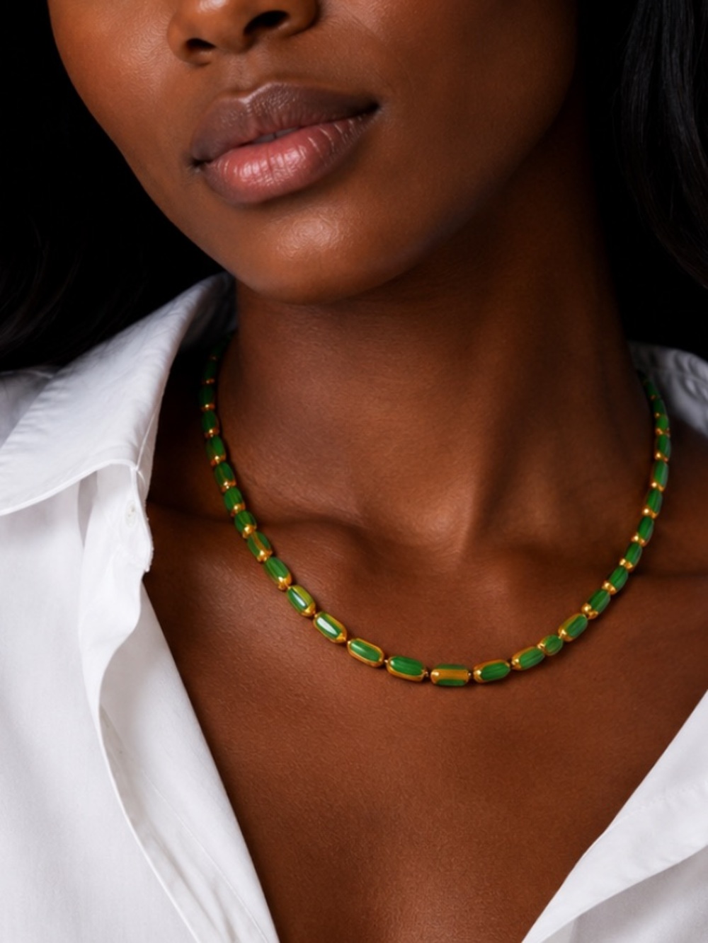 New! Coastal Green Gold Beaded Necklace NWOT 3025 - Picture 1 of 4
